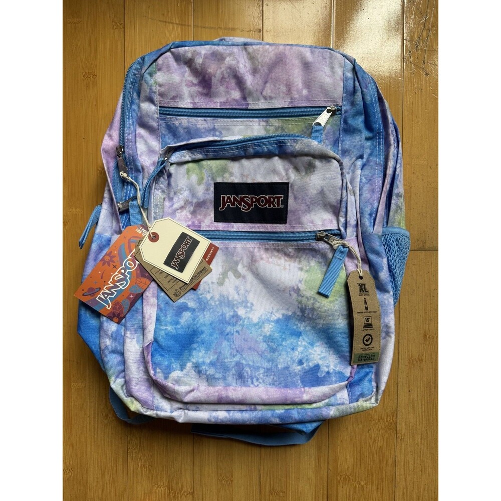 JanSport Big Student Backpack Batik Wash Tie Dye 15" Laptop Sleeve XL NWT